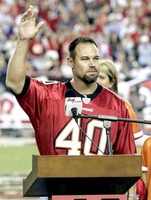 CHAMPION MIKE ALSTOTT TAMPA BAY BUCCANEERS ORANGE JERSEY LARGE