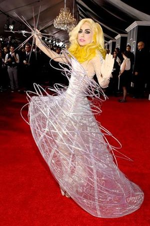 knee length dresses for ladies White Lady Gaga Multi Line Back Dress Strap Prom Celebrity Evening Dre –  Hoprom main image 0