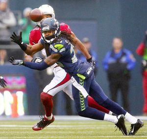 Seattle Seahawks cornerback Richard Sherman (25) intercepts the