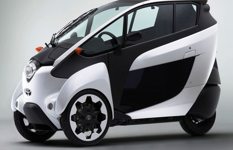 Toyota’s iRoad is an electric, three-wheel, one-passenger concept vehicle. (Toyota/TNS)