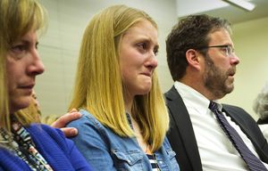 ERICK WALKER TRIAL 02092015
Molly Conley’s friends and family, including, sister Tara Conley, second from left, and Molly’s father, John Conley comfort each other while listening to 911 tapes from the night Molly was shot and killed along a road in Lake Stevens in June of 2013 during the the first-degree murder trial of Erick Walker. Walker, a 28-year-old former Boeing employee, is charged with first-degree murder in connection with the June 2013 shooting death of Molly Conley of Seattle, who was celebrating her 15th birthday with friends in Lake Stevens when she was killed.
145439