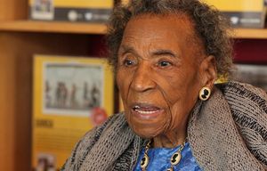 Amelia Boynton Robinson, who is more than a century old and a matriarch of the civil rights movement, recalls her experience as a protestor during the  march in Selma, Ala., 50 years ago on March 7, 1965, that came to be known as Bloody Sunday. She was beaten , tear-gassed and left unconscious by Alabama State Troopers that were waiting for the protesters beyond the Edmund Petis Bridge. (Albert Lee/Los Angeles Times/TNS)