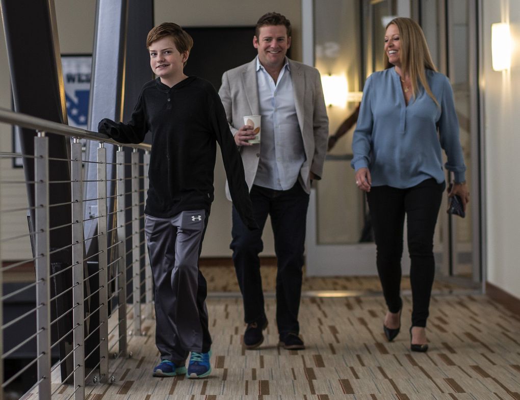 Seahawks General Manager John Schneider and wife, Traci, have made it their mission to support others who have children with autism. “We don’t want them to feel like they’re alone in this,” Traci says. The Schneiders’ first son, Ben, is on the spectrum. The family is shown in a photo from 2015. (Dean Rutz / The Seattle Times)
