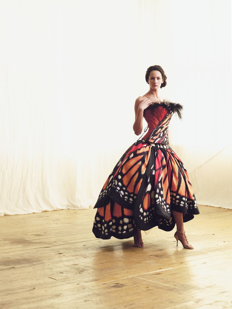 butterfly dress runway Gaultier Stretches His Wings