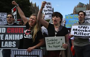 Hundreds of activists protest against new UW animal lab | The Seattle Times