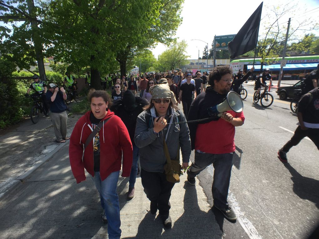 “Black Lives Matter” rally moves up Rainier Avenue, in Seattle, WA, Friday, May 1, 2015. (Steve Ringman / The Seattle Times)