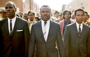 From left, Colman Domingo plays Ralph Abernathy, David Oyelowo plays Dr. Martin Luther King, Jr., Andre Holland plays Andrew Young, and Stephan James plays John Lewis in “Selma” from Paramount Pictures, Pathe, and Harpo Films. (Atsushi Nishijima/Paramount Pictures) 1162179