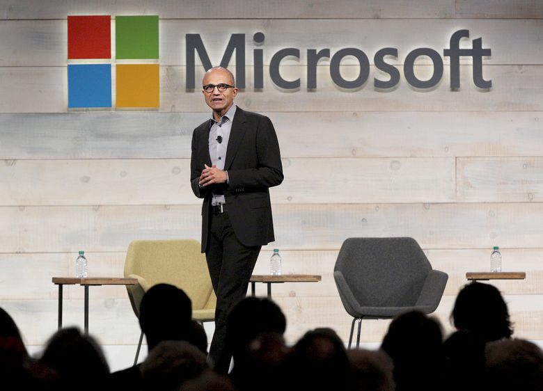 Satya Nadella took over the helm of the software giant 16 months ago and is emphasizing a more unified voice regarding the company’s products.  (Mike Siegel/The Seattle Times)