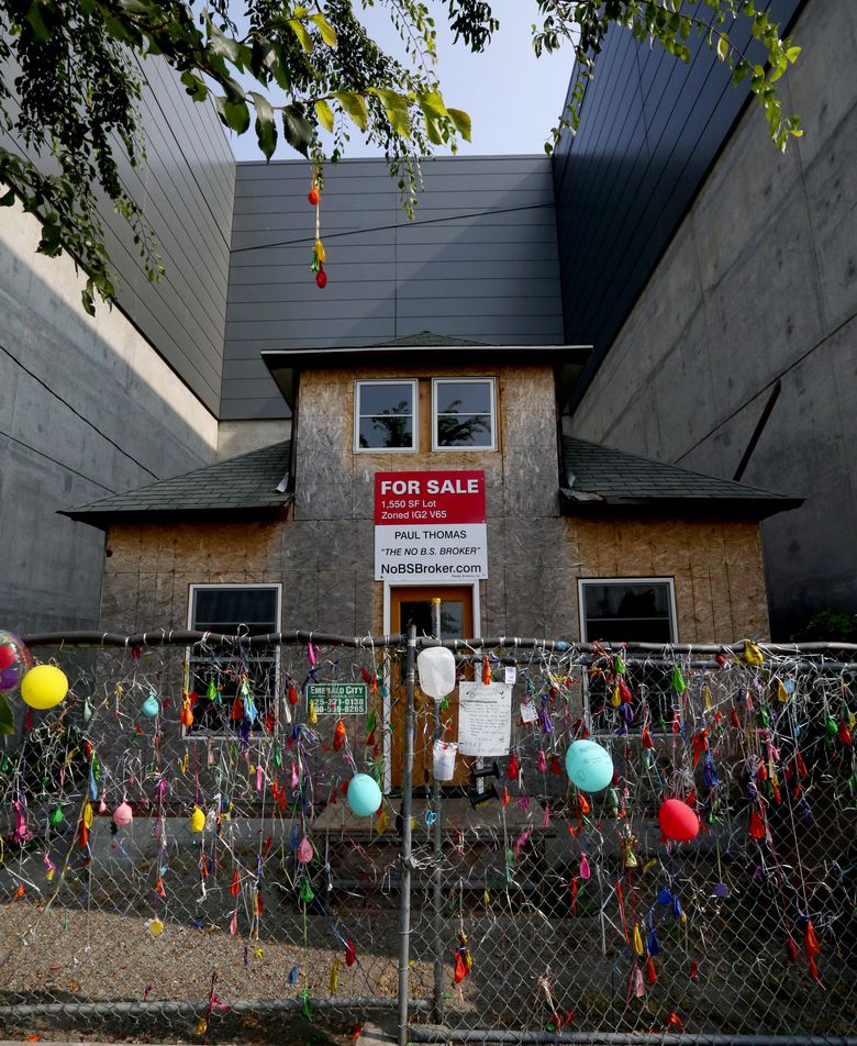 Edith Macefield’s small Ballard bungalow became known as the ‘Up’ house after the 2009 Pixar movie. (Alan Berner/The Seattle Times)