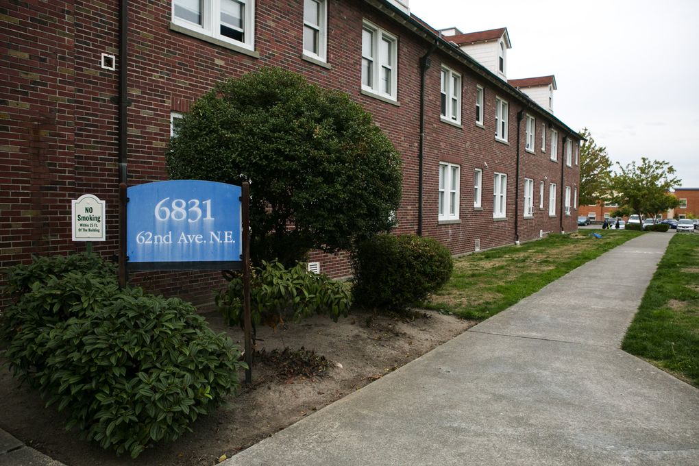 This is one of two buildings of temporary housing at Magnuson Park that are soon to be turned into permanent housing. (Bettina Hansen / The Seattle Times)