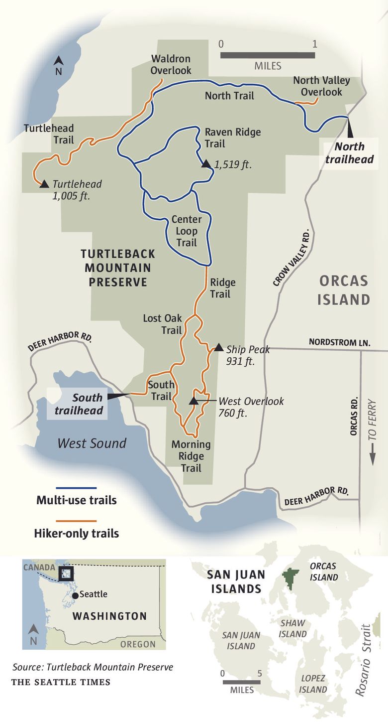 Turtleback Mountain Trail Map Turtleback Mountain Hikes Offer Fabulous San Juan Islands Views | The  Seattle Times