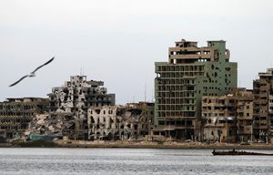 A general view shows destroyed buildings in Libya’s eastern coastal city of Benghazi on October 20, 2015. Clashes between soldiers of Libya’s recognised government and anti-government forces, including Islamic State (IS) group fights and several jihadi factions continue to rage the city as the country slides deeper into turmoil.  AFP PHOTO / ABDULLAH DOMA        (Photo credit should read ABDULLAH DOMA/AFP/Getty Images)