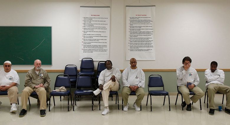 Members of the Concerned Lifers Organization meet at the Monroe Correctional Complex in September. (Sy Bean / The Seattle Times)