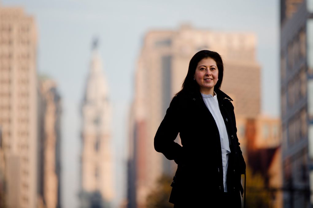 Sally Baraka poses for a photo in Philadelphia on Wednesday, Dec. 9, 2015. As a Muslim and Arab-American, Baraka calls herself “a devout Philadelphian” who is an ambassador to her city, her country and her faith. (Matt Rourke / The Associated Press)