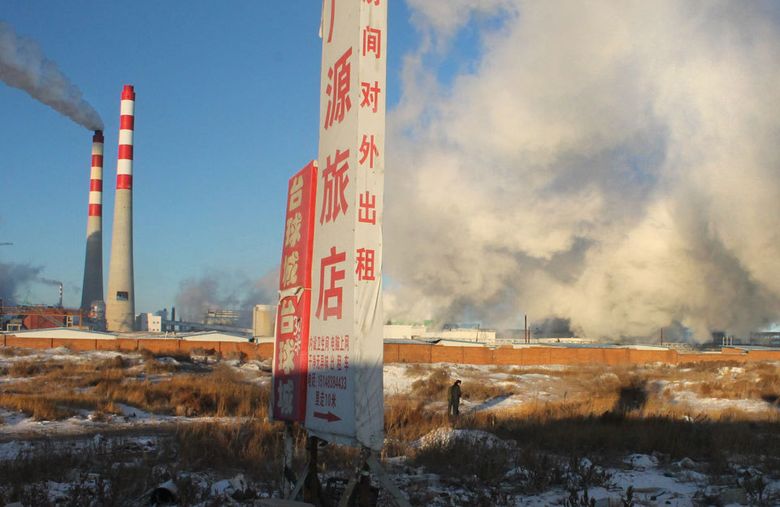This coal-to-gas plant built by Datang International is the first of its kind in Inner Mongolia. It creates methane that can be piped to Beijing, where it can be used as a cleaner burning fuel to reduce air pollution. But the plant itself can send out quite a stench. (Hal Bernton / The Seattle Times)