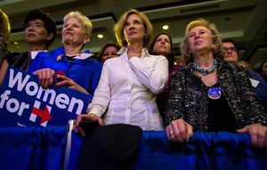 FILE – Guests attend a “Women for Hillary” event in Washington, November 30, 2015. The gender milestone implicit in Hillary Clinton’s bid for the presidency resonates strongly with older women, but younger women have been less impressed, and the prospect of a less engaged younger electorate has the Democratic frontrunner’s campaign worried. (Zach Gibson/The New York Times)