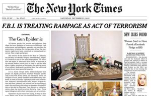 The New York Times cover from Dec. 5, 2015. The first time they published an editorial on the cover since 1920.