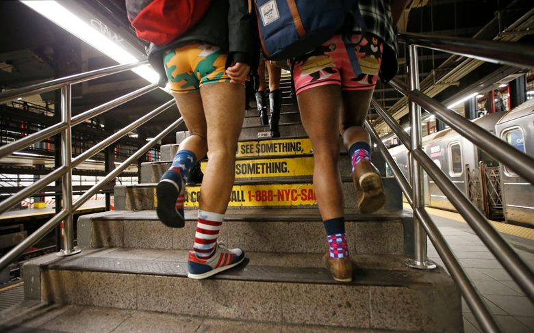 New Yorkers, others on public transit strip to underwear