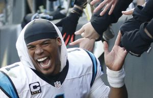 Cam Newton of Carolina Panthers on Seattle Seahawks '12' flag toss