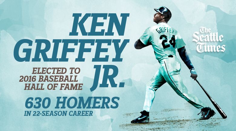 Former Seattle Mariners players Edgar Martinez, facing, greets Ken Griffey  Jr. (24) as they prepare to throw out ceremonial first pitches during the  MLB All-Star baseball game in Seattle, Tuesday, July 11