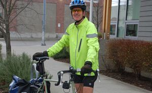 Ed Pottharst commutes by bike year-round in Seattle. (Natalie Singer / Special to The Seattle Times Jobs)