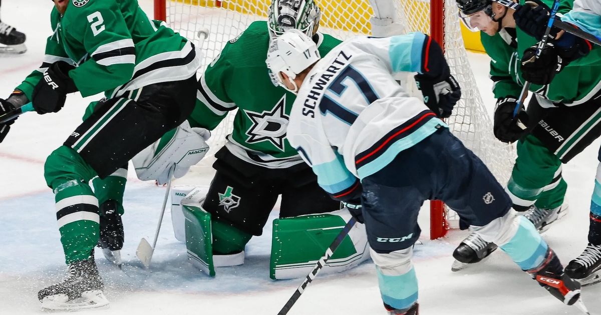 Seattle Kraken center Yanni Gourde (37) in action against the Dallas Stars  during the first period of Game 3 of an NHL hockey Stanley Cup second-round  playoff series Sunday, May 7, 2023