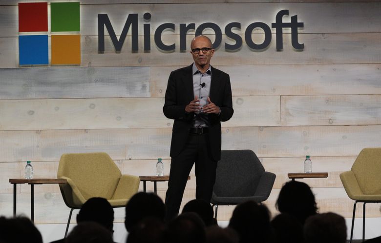 MICROSOFT SHAREHOLDERS MEETING
Microsoft CEO Satya Nadella addresses shareholders at Microsoft’s annual meeting in Bellevue Wa. on Wednesday morning.
143454