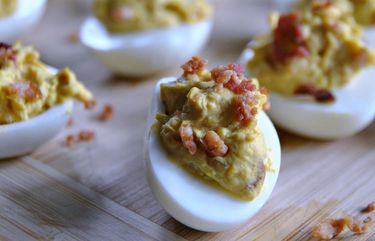 Bacon and Balsamic Deviled Eggs. (Gretchen McKay/Pittsburgh Post-Gazette/TNS)