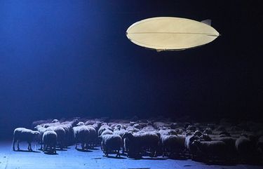 The sheep in Louis Andriessenâ€™s â€œDe Materie,” as it’s performed at the Drill Hall at the Park Avenue Armory in New York, March 21, 2016. The 100 sheep appear in the eerie, endearing section near the end of Heiner Goebbelsâ€™s dream-like staging of  Andriessenâ€™s opera, an avant-garde Dutch work from 1988. (Robert Altman/The New York Times)