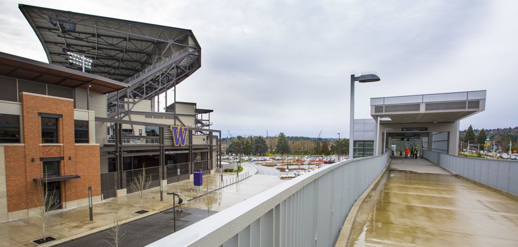 UW Station at Husky Stadium is the north end of the line for now. In 2021, an extension is scheduled to open in the U District, Roosevelt and Northgate neighborhoods. (Mike Siegel / The Seattle Times)