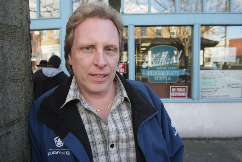 “Deadliest Catch” star Sig Hansen in front of the Ballard Smoke Shop in 2010. Hansen, who grew up in Ballard, was airlifted to an Anchorage hospital after suffering chest pains at sea during the filming of the Discovery Channel show.  (Jim Bates / The Seattle Times)