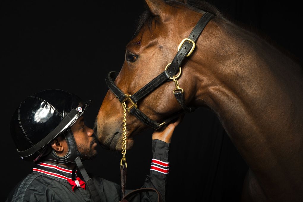 Stopshoppingdebbie is pictured with her jockey, Rocco Bowen, on April 4, 2014, at Emerald Downs. (John Lok / The Seattle Times)