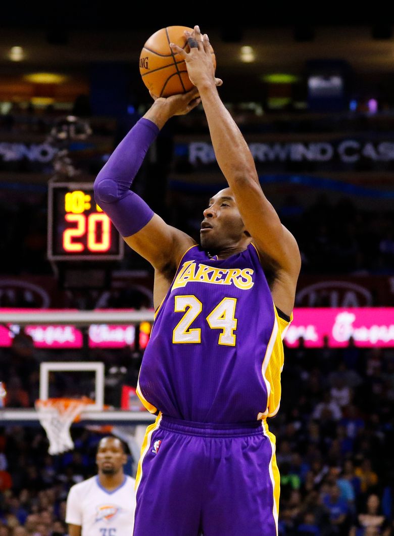 Kobe Bryant of the Los Angeles Lakers runs down court against the