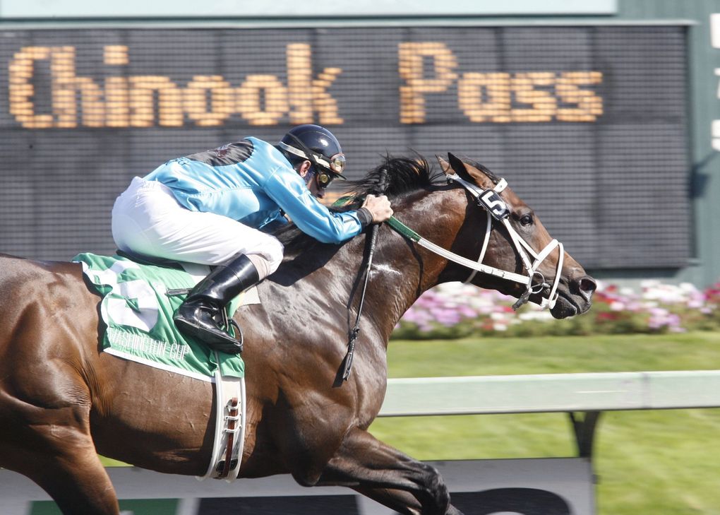 Atta Boy Roy sets a track and state record of 1:07 for 6 furlongs on Sept. 12, 2009. (Photo courtesy Emerald Downs)