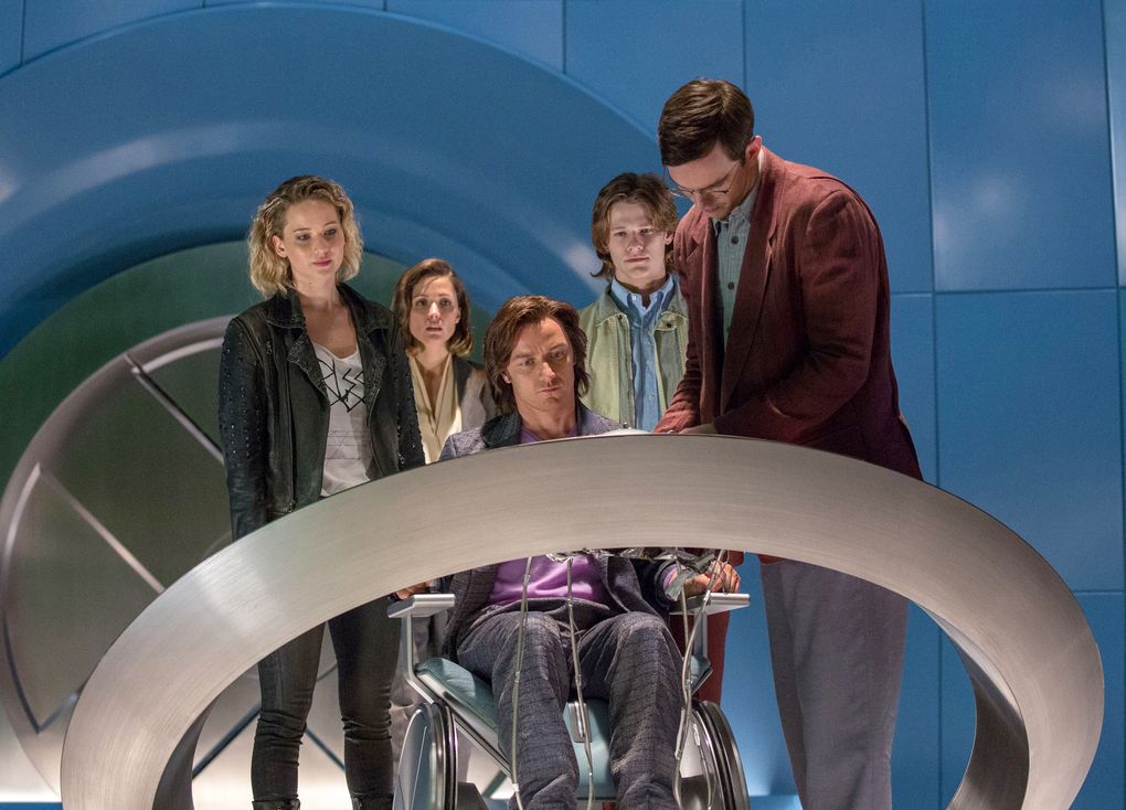 In this image released by 20th Century Fox, Jennifer Lawrence, Rose Byrne, James McAvoy, Lucas Till and Nicholas Hoult appear in a scene from, “X-Men: Apocalypse,” in theaters nationwide on May 27. (Alan Markfield/20th Century Fox via AP)