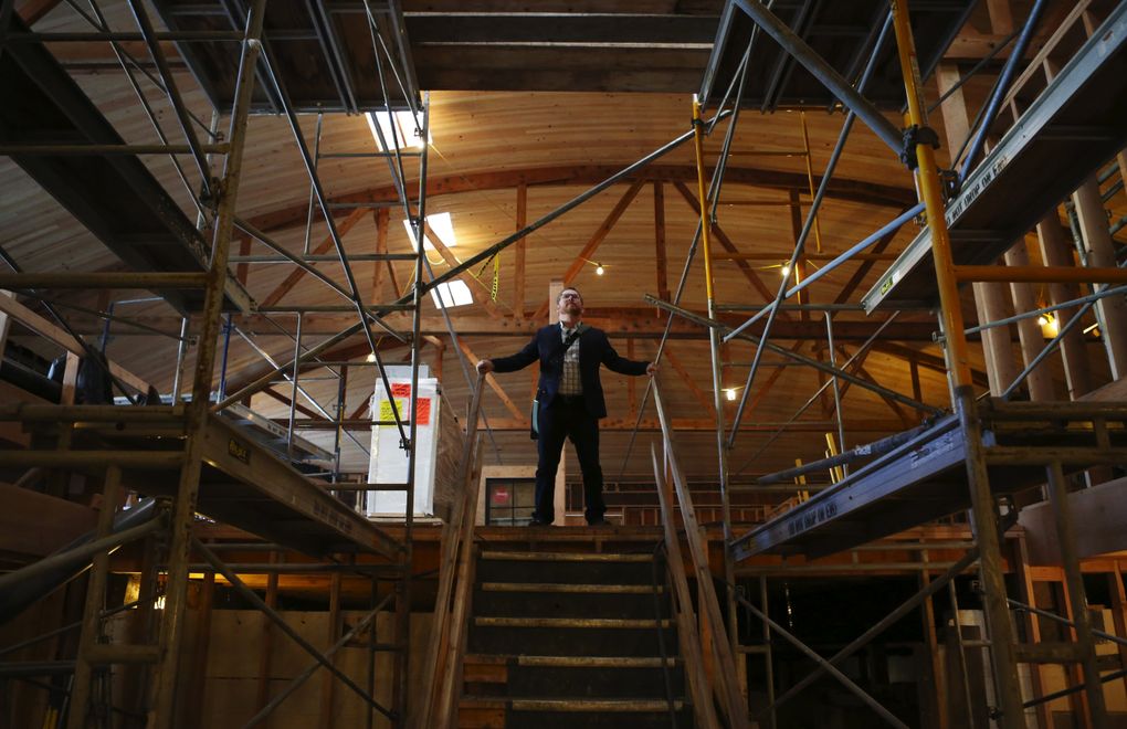 Robert Sindelar, managing partner of Third Place Books in Lake Forest Park, is overseeing construction of Third Place’s new bookstore in Seward Park. (Ken Lambert / The Seattle Times)