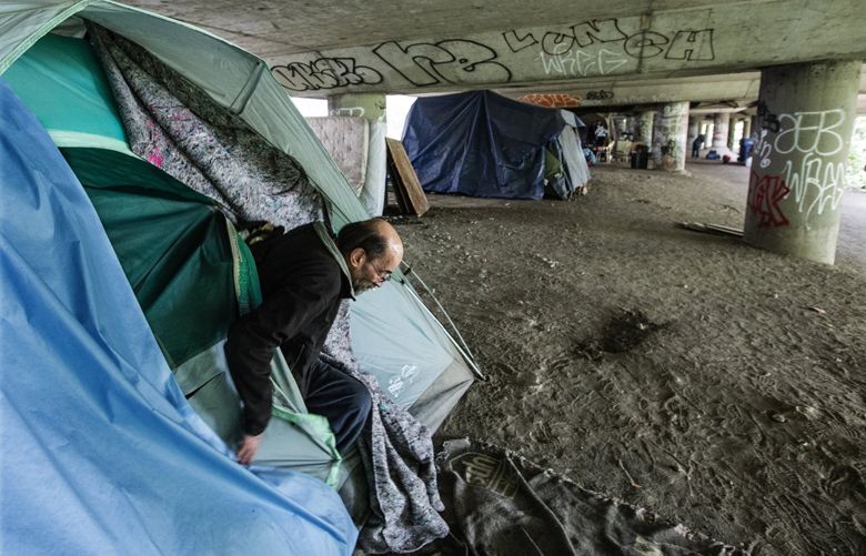 Tuesday, May 17, 2016. Viet Nam Vet Jean-Claude Rochon, 62, has lived under and around Highway 5 for 24 years in the area called The Jungle that now the City and State say they are shutting down in a couple of weeks.