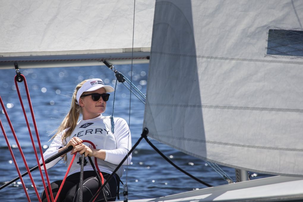 It was in the Seattle area that Helena Scutt first learned to sail. On this day she takes out a small sailboat at Sail Sand Point. Helena Scutt and teammate Paris Henken have qualified for the 2016 Olympic Summer Games in Rio in the 49erFX sailing event. (Dean Rutz/The Seattle Times)
