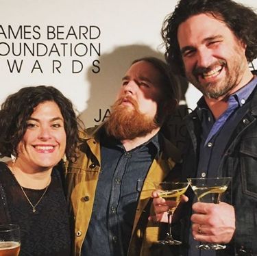 Renee Erickson, already having fun at the Sunday night pre-James-Beard-Awards festivities in Chicago with Kevin Hiemenz and Dan Crookston. (Courtesy Renee Erickson)