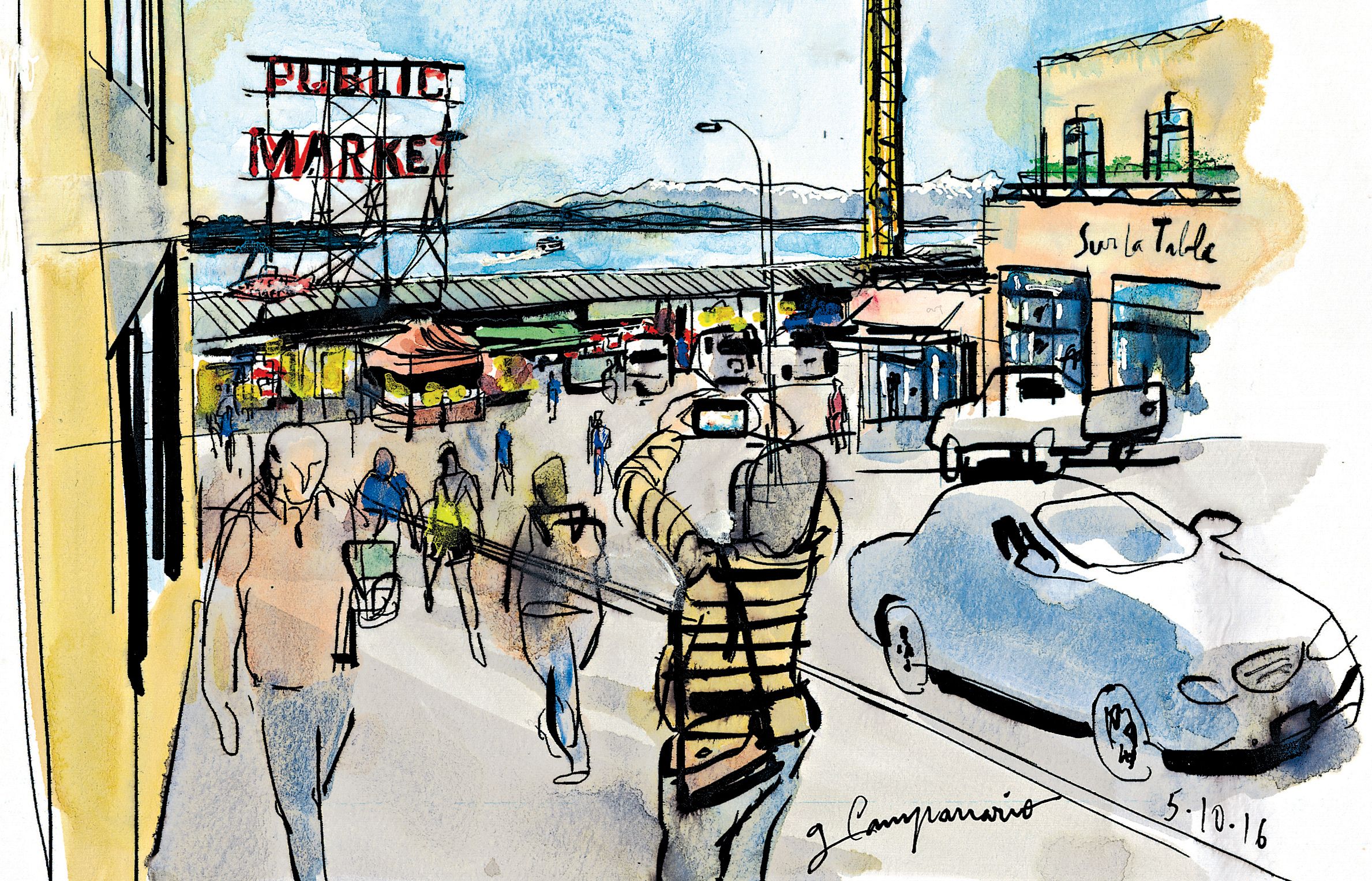 Seattle Public Market Center art Print - Etsy