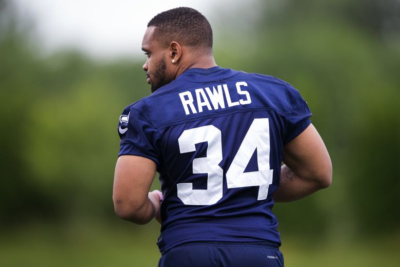 Seattle Seahawks including Thomas Rawls (34) and Cassius Marsh