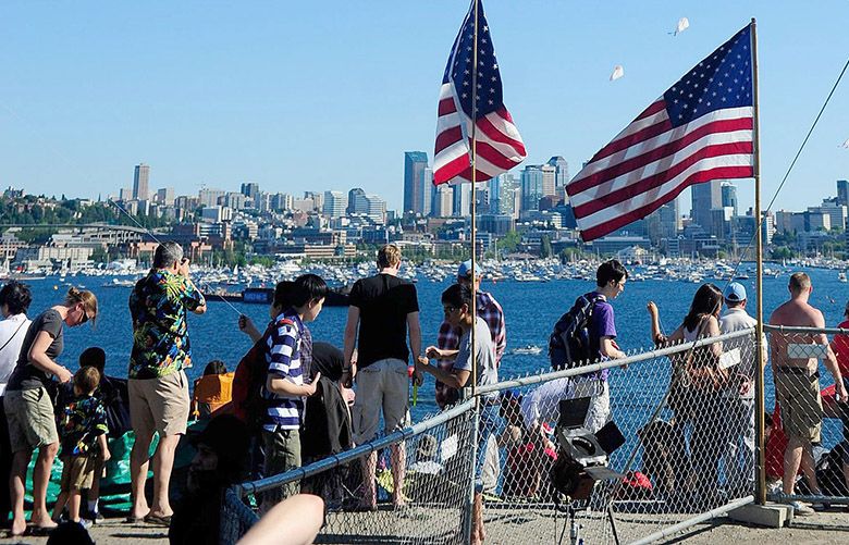 Guests enjoy the wonderful weather for the Family 4th at Lake Union at Gas Works Park in Seattle on Monday, July 4, 2011.