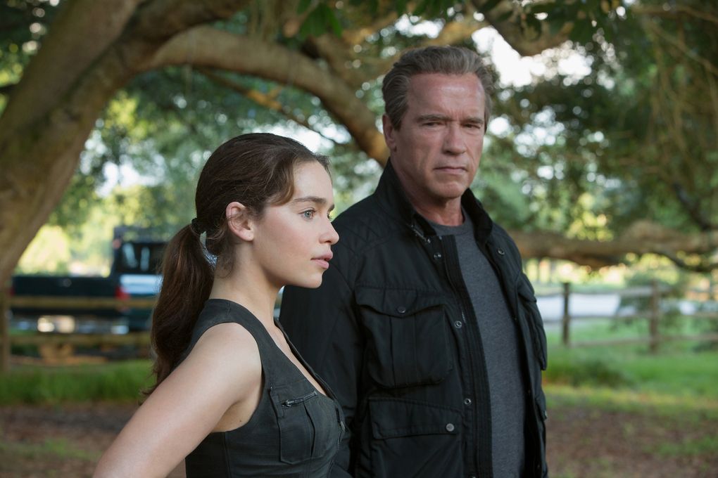 Emilia Clarke and Arnold Schwarzenegger star in “Terminator Genisys,” coming to Hulu in July. (Photo credit: Melinda Sue Gordon/Melinda Sue Gordon)
