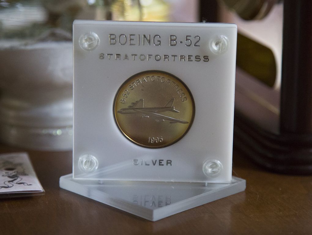 A medal recognizes Armstrong’s work on her first airplane, a B-52 bomber. (Sy Bean/The Seattle Times)