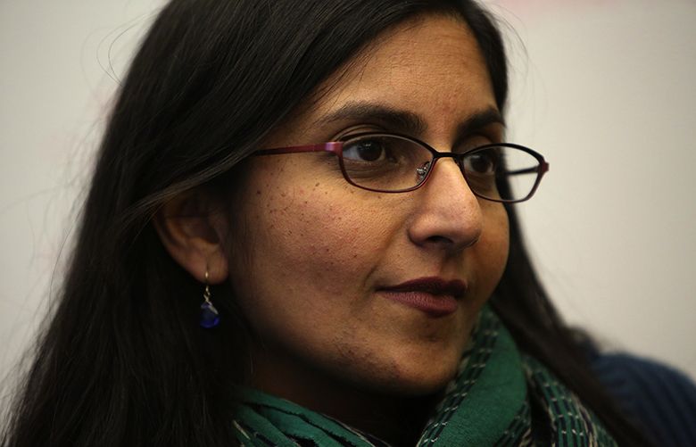 Seattle City Councilmember Kshama Sawant at her City Hall office, Thurs., Jan. 22, 2015, in Seattle.