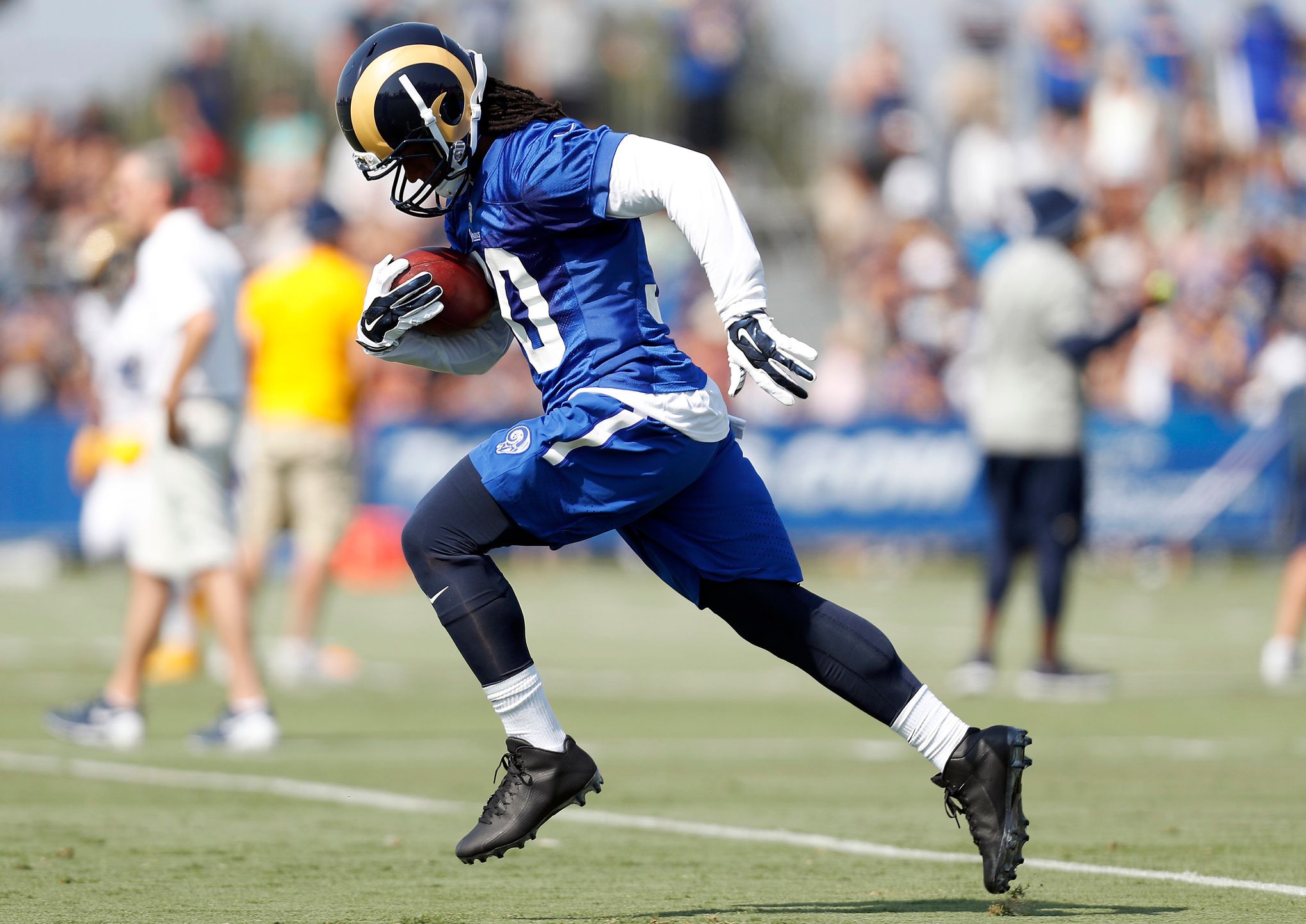 Rams running back Todd Gurley tells a fan to 'pull up' after he's