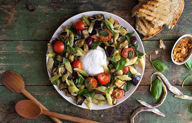 Recipe: Burrata with Romano Beans and Roasted Eggplant | The Seattle Times