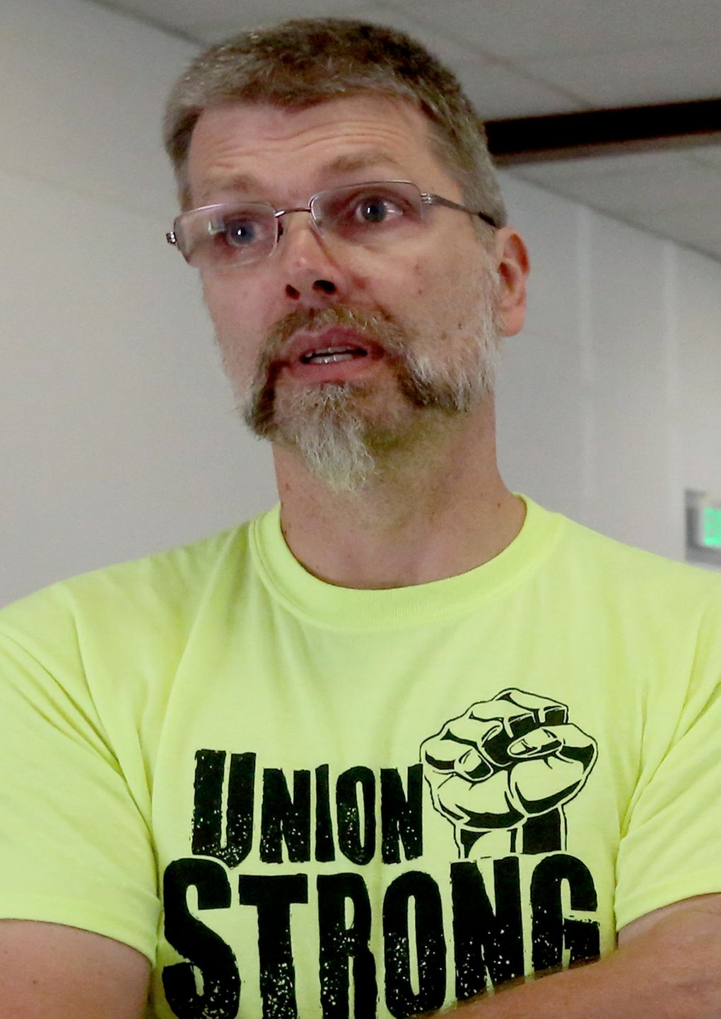 Dave Wendel is a pipefitter at the KapStone mill, formerly known as Longview Fibre. Concern for workers’ rights and corporate responsibility has led him toward voting for Hillary Clinton. (Greg Gilbert/The Seattle Times)