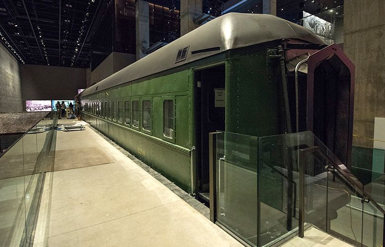 A Jim Crow-era segregated passenger train coach restored is on display at the Smithsonian’s National Museum of African American History and Culture on Sept. 14, 2016 in Washington, D.C. Opening to the public Sept. 24, it will be a primary exhibition space for African American history and culture in the 400,000-square-foot building adjacent to the Washington Monument. (Ken Cedeno/McClatchy Washington Bureau/TNS)