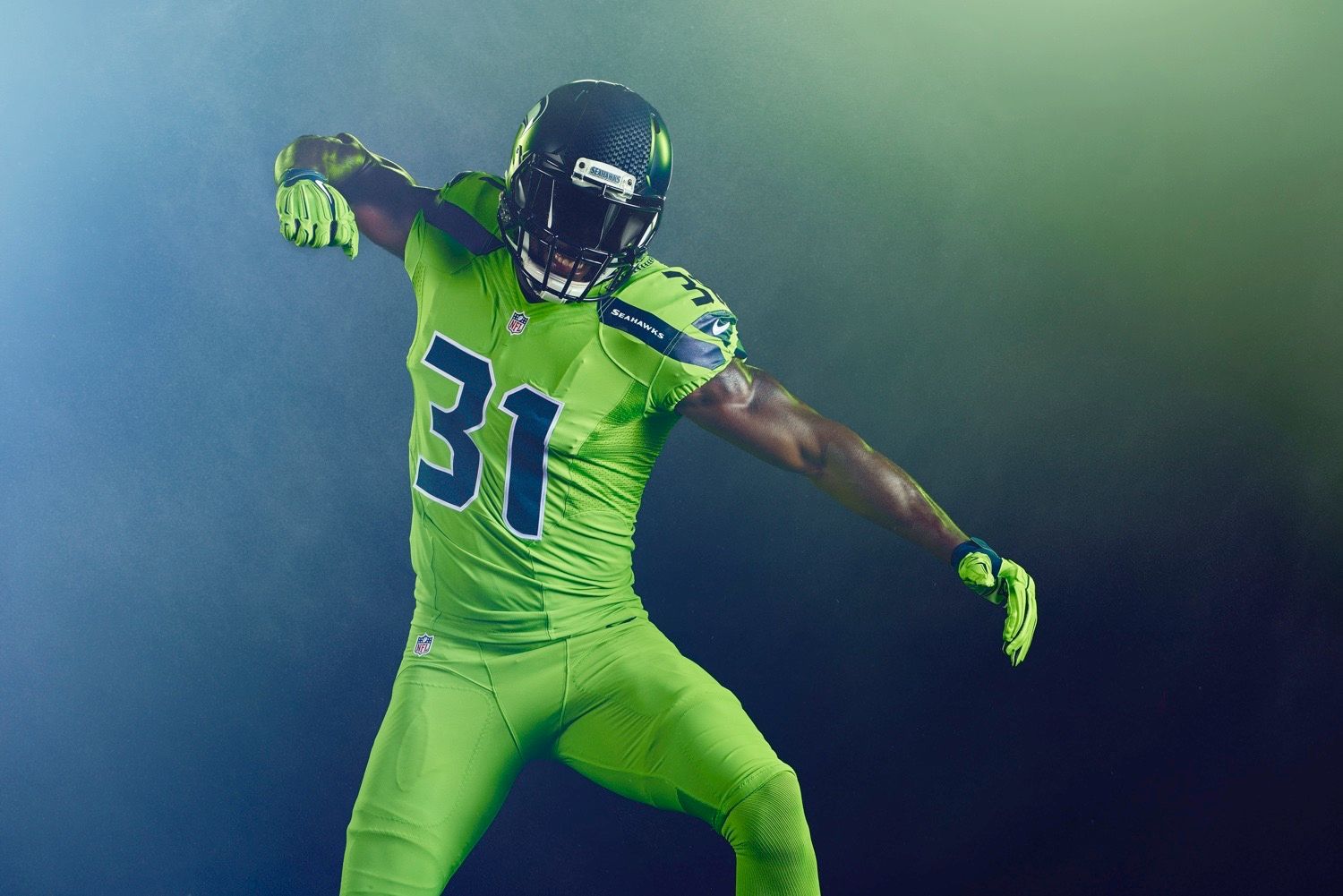 Seahawks bright green store uniforms